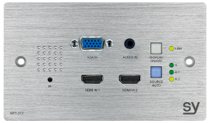 Nadajnik ścienny SY MFT-31V-W 2x HDMI, 1x VGA i Audio (Szczotkowane aluminium) UK zestaw