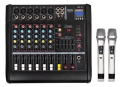 Mikser ze wzmacniaczem 2 x 500W RMS, powermikser, 6 kanałów, 2 mikrofony bezprzewodowe,  odtwarzacz mp3, USB, Bluetooth, do obsługi 2 lub 4 kolumn głośnikowych - DELTA AUDIO DPM6-2H na www.marketmuzyczny.pl