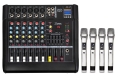Mikser ze wzmacniaczem 2 x 500W RMS, powermikser, 6 kanałów, 4 mikrofony bezprzewodowe,  odtwarzacz mp3, USB, Bluetooth, do obsługi 2 lub 4 kolumn głośnikowych - DELTA AUDIO DPM6-4H na www.marketmuzyczny.pl